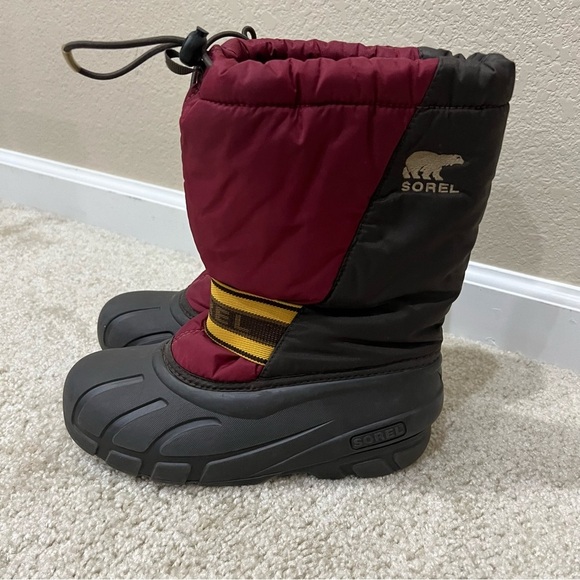 Sorel Youth Snow Winter Boots Kids Size 4 Maroon NY1799-228 Slip On Insulated, - Picture 9 of 15